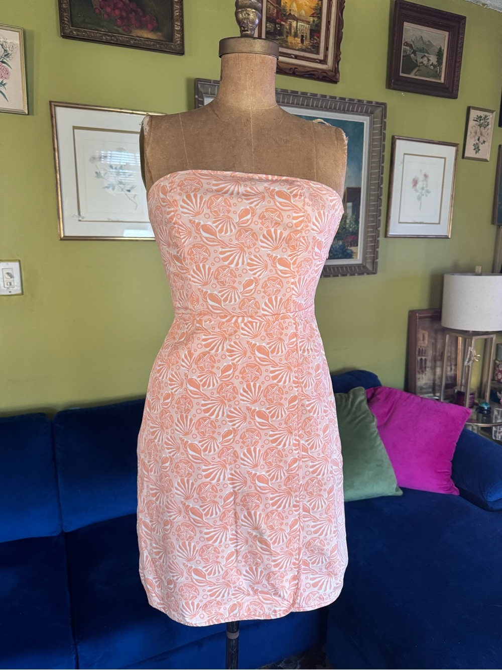 Strapless nautical  Printed Summer Dress